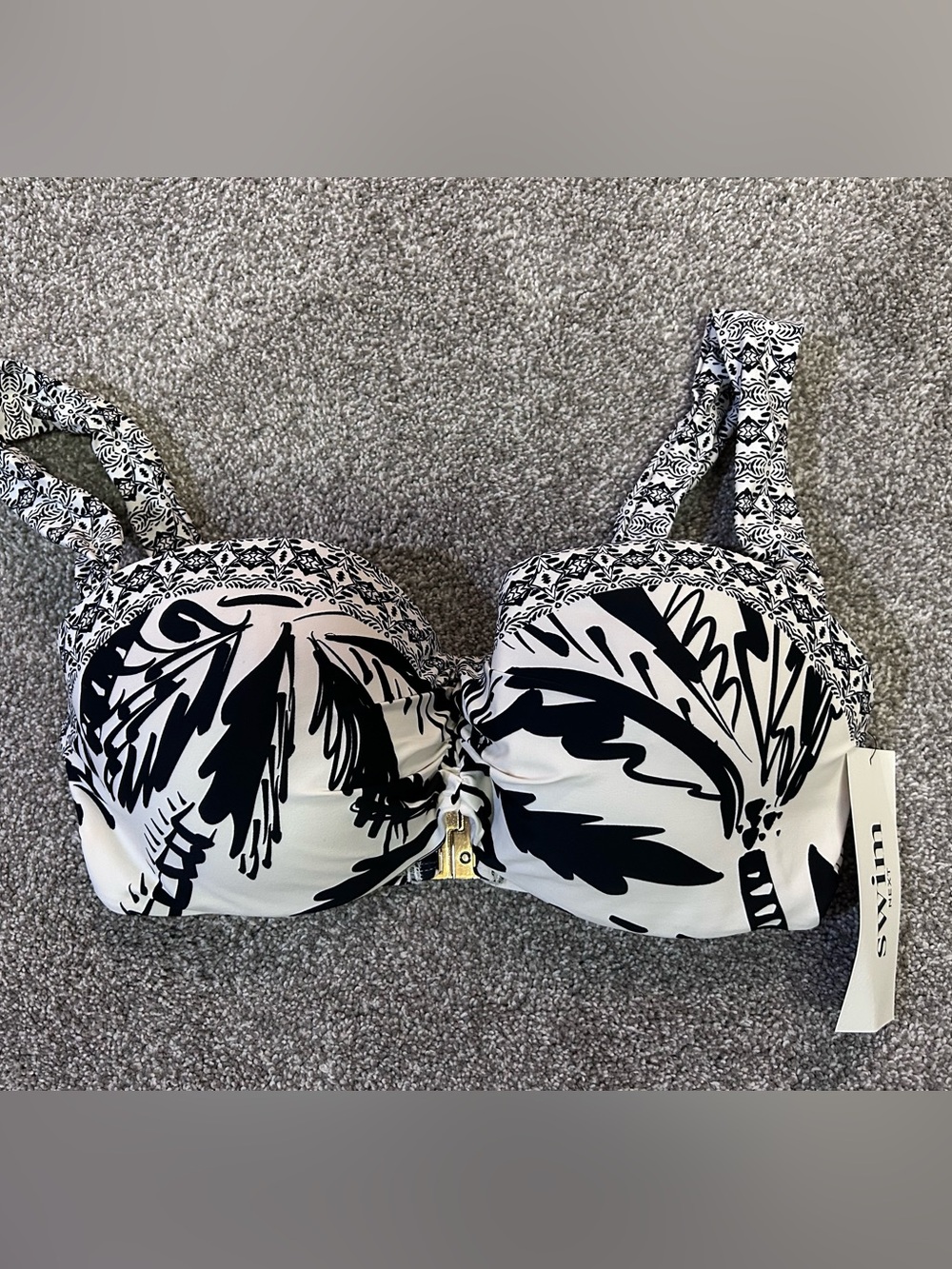 next Black & White Palm-Print Underwire Bra